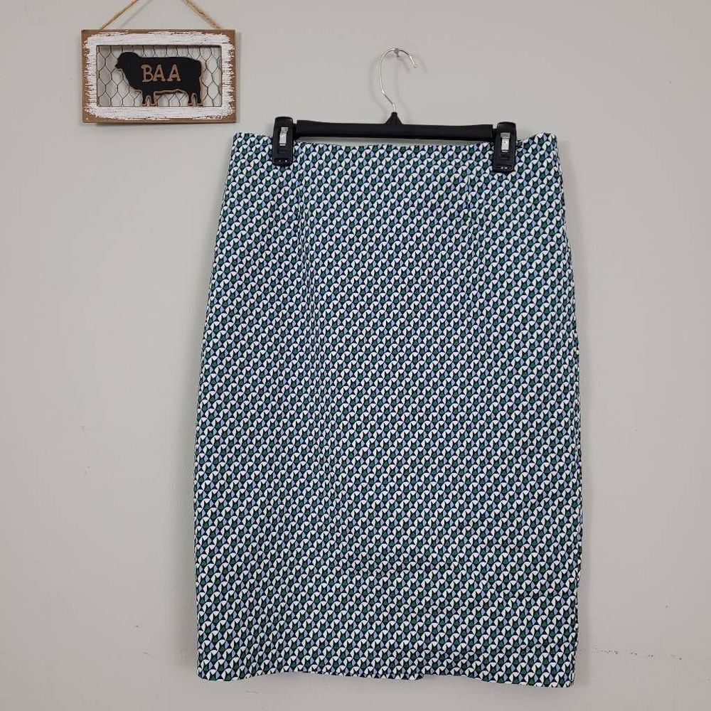 Boden Blue and White Midi Skirt